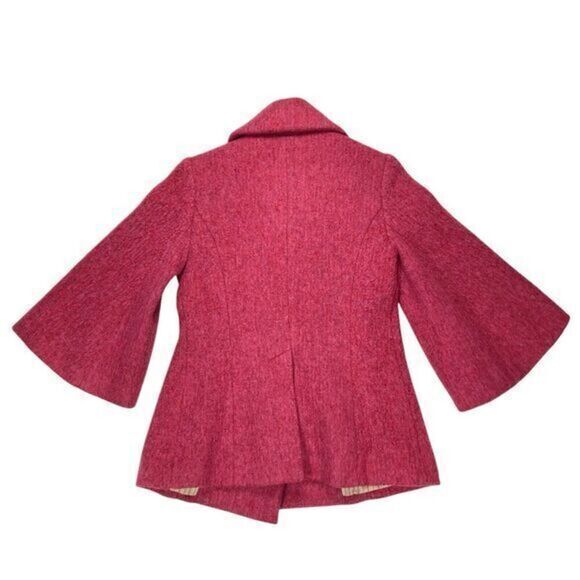 Beth Bowley Wool Pea Coat Womens Sz 10 Pink Flare Sleeve Classic Elegance Jacket - Picture 7 of 16